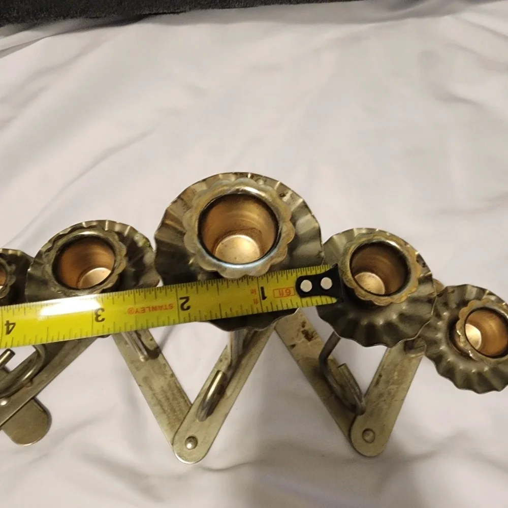 Vintage Jointed Folding Brass Alloy 5 Candle‎ Candelabra Candlesticks Ruffled